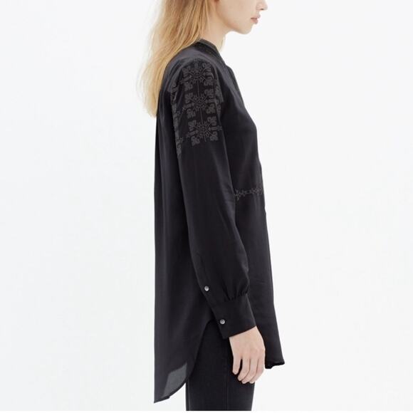 Madewell Black Silk Ballad Embroidered Tunic Small - Picture 3 of 12